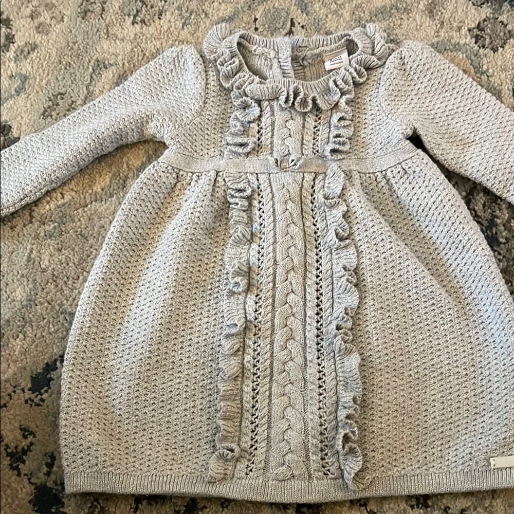 Gray with silver hints Ruffled Knit Baby Dress Janie and Jack